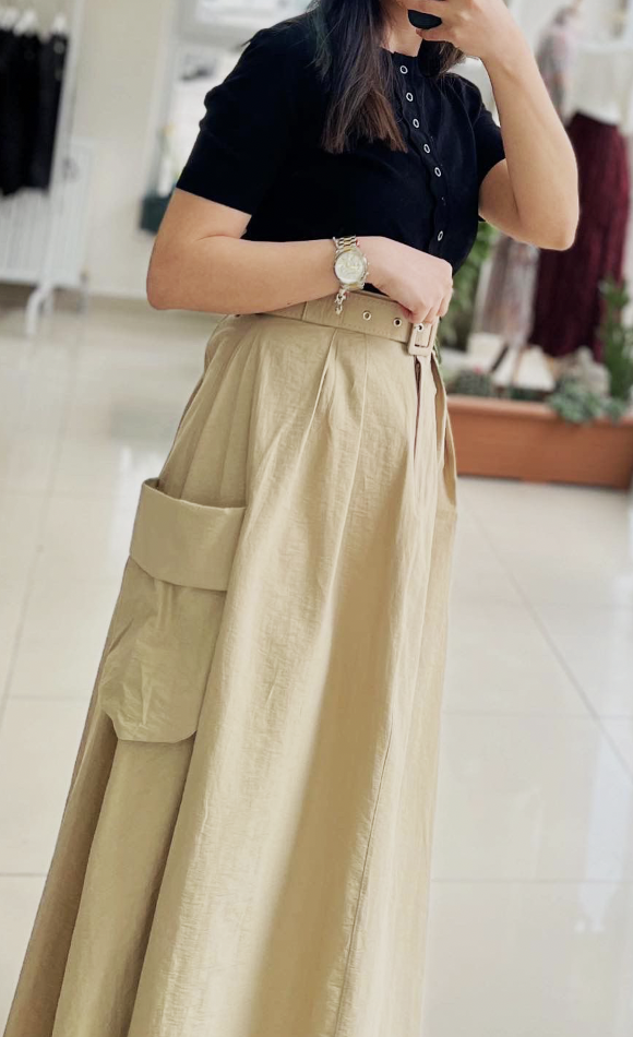 Kemerli Cep Detaylı Etek