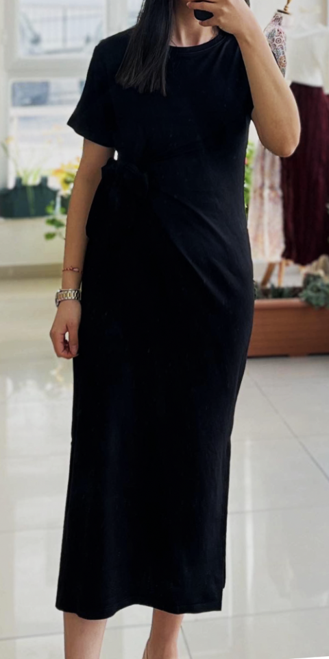 Belden Bağlamalı Elbise