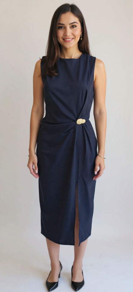 Gold Düğmeli Elbise