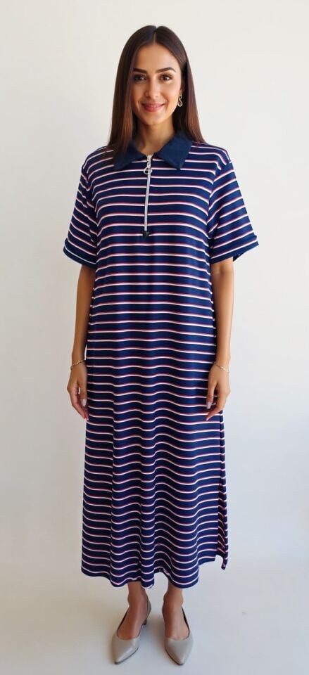Penye Çizgili Elbise