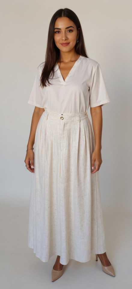 Kemerli Pileli Pantolon Etek