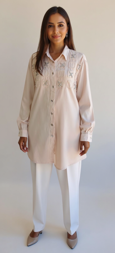 Ekru Taşlı Gömlek