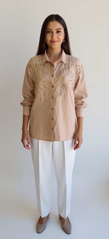 Taşlı İşlemeli Gömlek