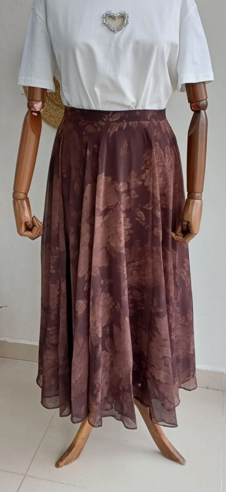 Çiçekli şifon etek